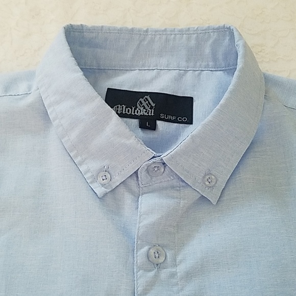 Molokai Surf Co Blue Button Down Dress Shirt - Picture 5 of 8